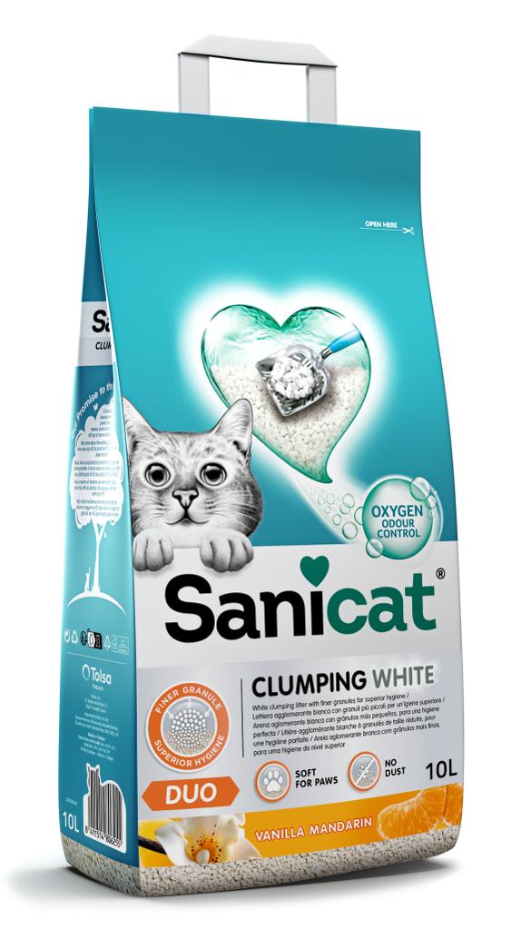 Sanicat clumping white DUE - 10L - Mickey's Pets Store