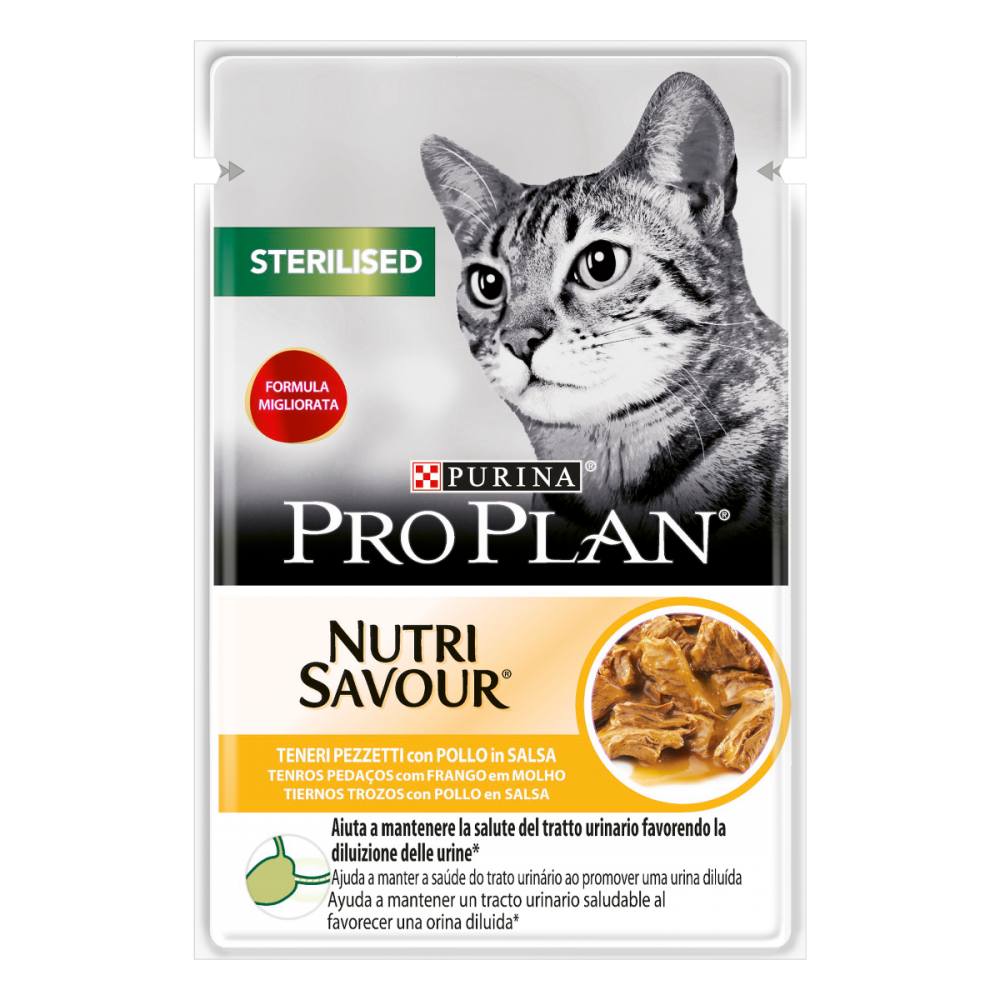 Purina Pro Plan Sterilised Nutri Savour with Chicken in Gravy Wet Cat Food Pouch 85 g - Mickey's Pets Store