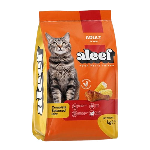 Aleef Dry Food with Chicken and Corn for Adult Cats 1Kg - Mickey's Pets Store