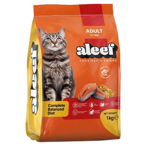 Aleef Dry Food with Salmon Fish for Adult Cats 1Kg - Mickey's Pets Store