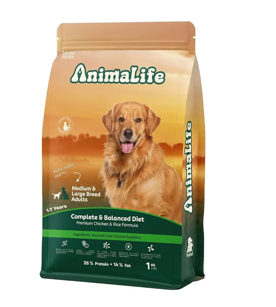 Animal life dry food for adult dogs with Chicken 1 kg/5kg - Mickey's Pets Store
