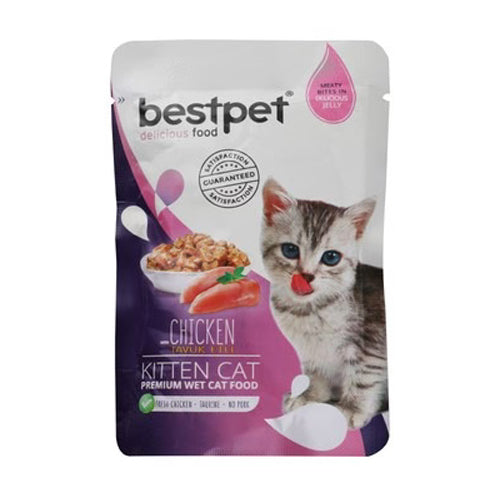BestPet Delicious Food with Chicken in Jelly Kitten Wet Cat Food Pouch 85g - Mickey's Pets Store