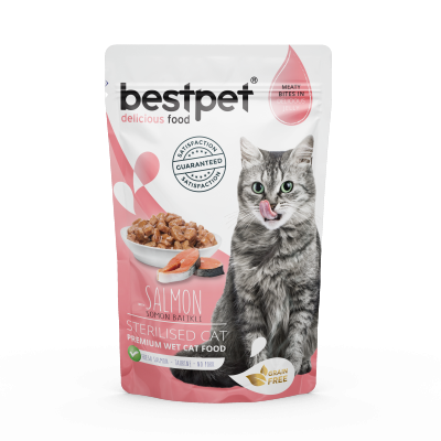 Bestpet Delicious Food with Salmon Sterilised Cat 85g - Mickey's Pets Store