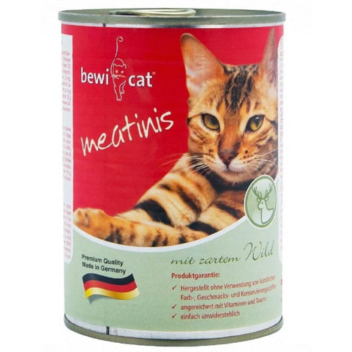 Bewi Cat Meatinis with Tender Vension Wet Cat Food Can 400g - Mickey's Pets Store
