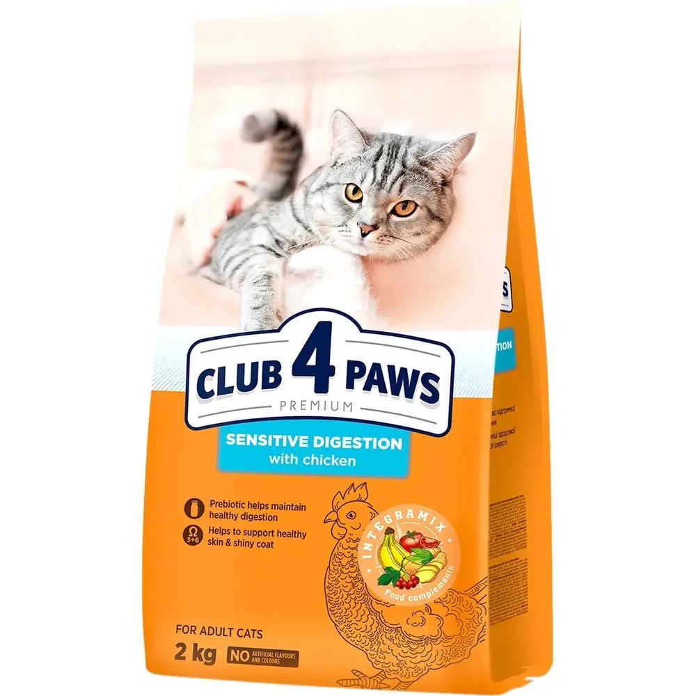 CLUB 4 PAWS PREMIUM for adult cats SENSITIVE DIGESTION (2kg) - Mickey's Pets Store