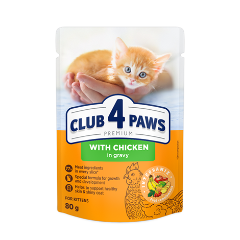 CLUB 4 PAWS PREMIUM for kittens WITH chicken in gravy 80g - Mickey's Pets Store