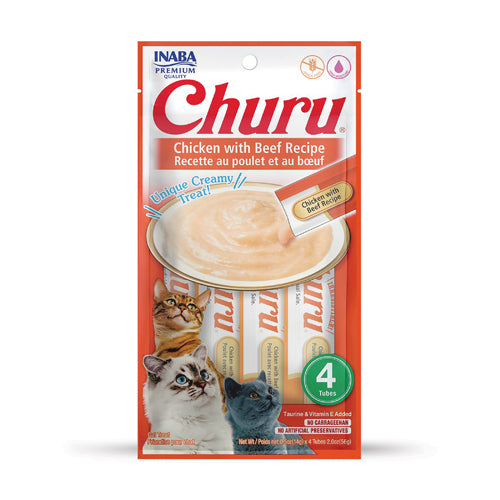 Churu Cat Treats Chicken with Beef Recipe (1-4Tubes) - Mickey's Pets Store