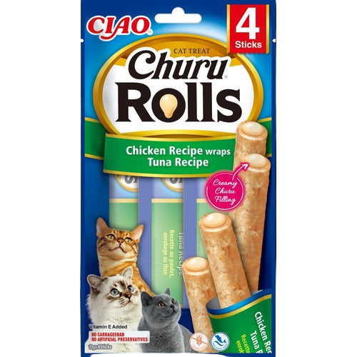 Churu Rolls Chicken Recipe wraps Tuna 4 Sticks - Mickey's Pets Store