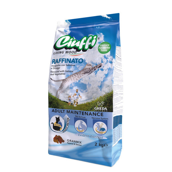Ciuffi Living Mood Raffinato Adult Maintenance flavoured with Salmon and Vegetables Adult Cats Dry Food 2kg _15kg - Mickey's Pets Store