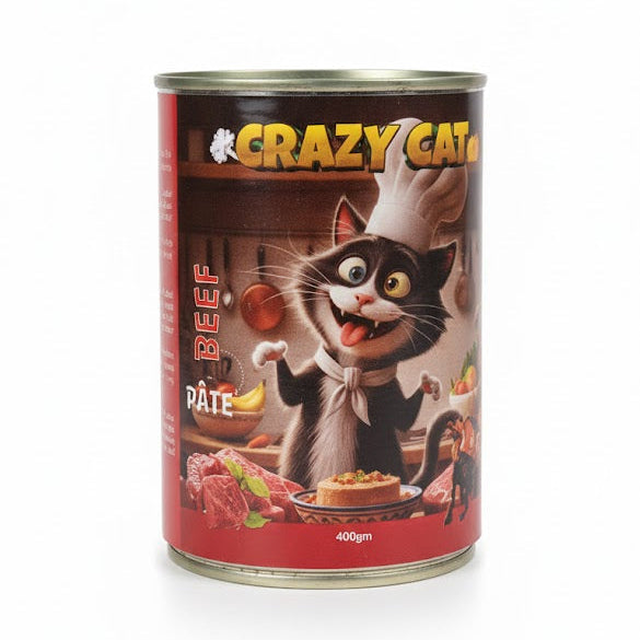 Crazy Cat Wet Food - Beef Pâté for Cats, 400g - Mickey's Pets Store