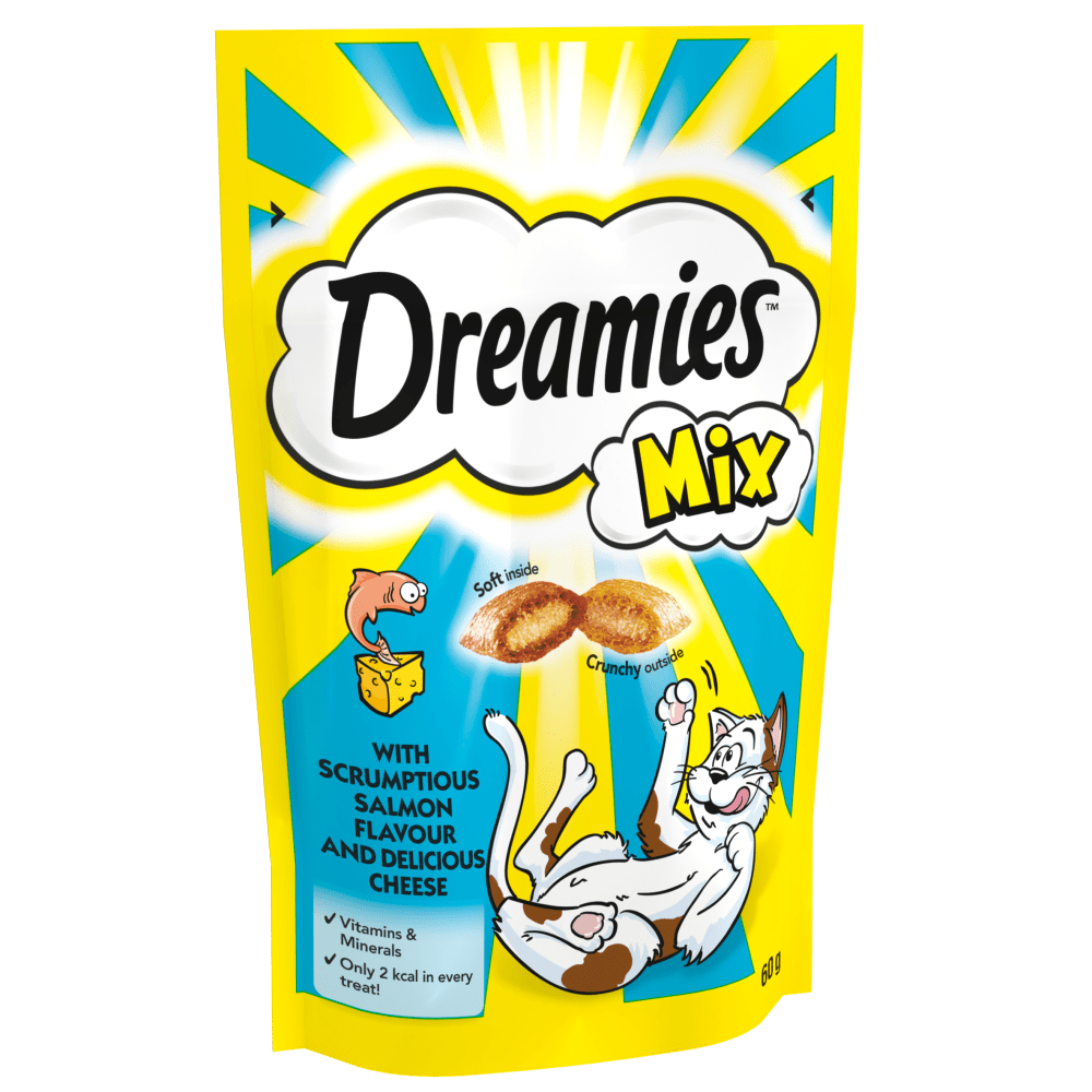 DREAMIES Mix with Scrumptious Salmon Flavour & Heavenly Tuna Flavour, 60g - Mickey's Pets Store