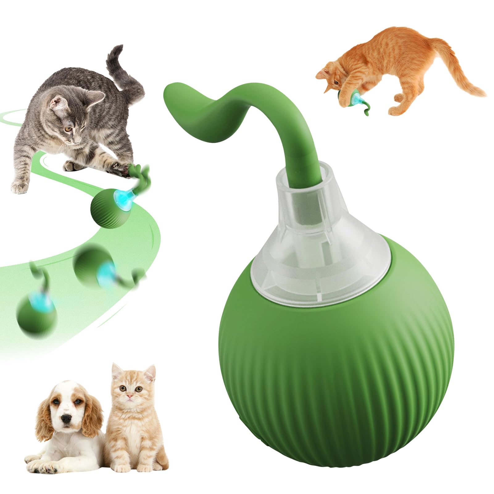 Interactive Cat Toy & Dog Ball - Automatic Smart Teasing Ball for Cats and Dogs, USB Rechargeable, Self-Rolling Toy for Indoor Activity - Mickey's Pets Store