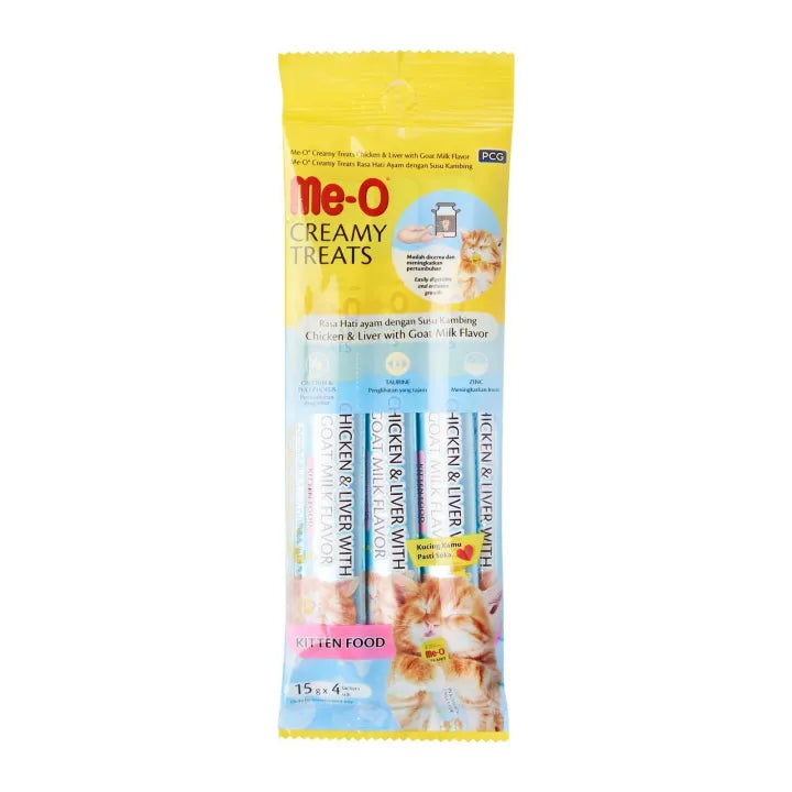 Me-O Kitten Creamy Treats Chicken & Liver with Goat milk Flavor (15Gx4) - Mickey's Pets Store
