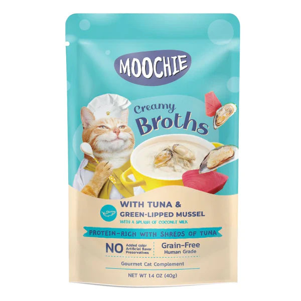 Moochie Creamy Broth With Tuna & Green-Lipped Mussel 40g - Mickey's Pets Store