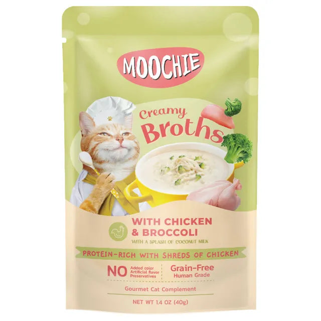 Moochie Kitten Creamy Broth With Chicken & Broccoli 40g - Mickey's Pets Store