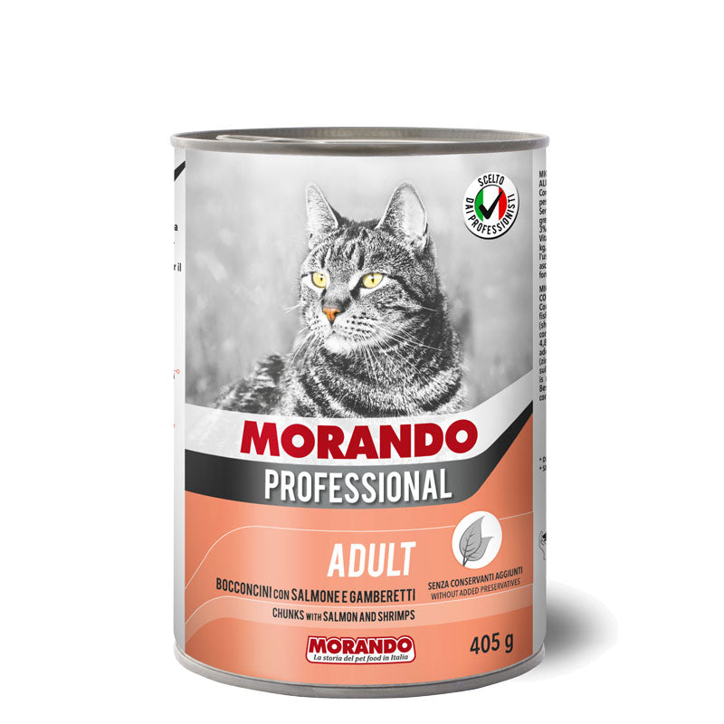 Morando Professional ADULT SMALL CHUNKS WITH SALMON AND SHRIMP 405G - Mickey's Pets Store