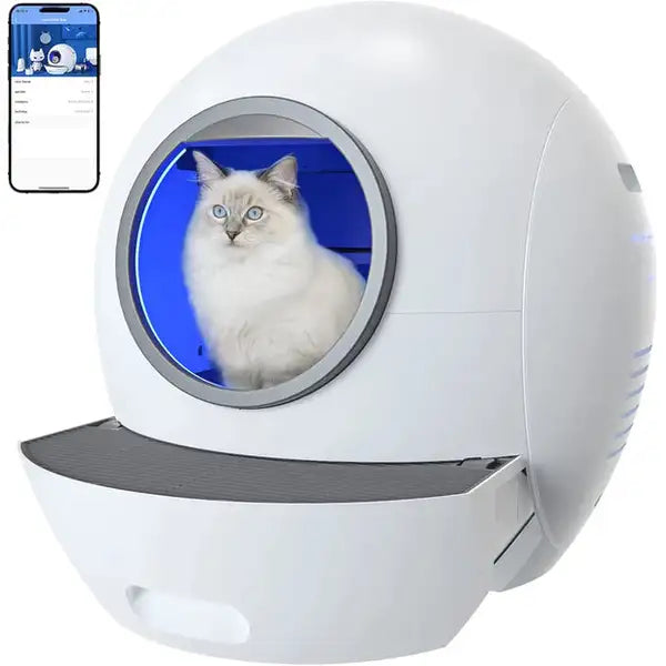 Naomi Smart Wi-fi Cat Litter Box Automatic Self-Cleaning-White YT23083-6 - Mickey's Pets Store