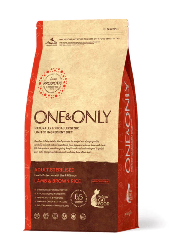 One And Only dry food for Adult cat Sterilised with Lamb and rice (400G/2KG) - Mickey's Pets Store