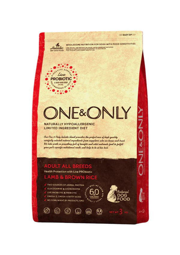One and Only dry food for adult dogs with lamb & rice (1kg/3KG/12KG) - Mickey's Pets Store