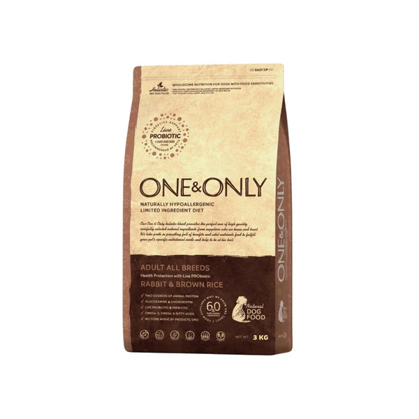 One and Only dry food for adult dogs with rabbit & rice (1kg/3KG/12kg) - Mickey's Pets Store