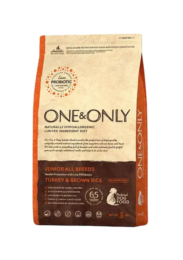 One and Only dry food for junior dogs with turkey and rice - Mickey's Pets Store