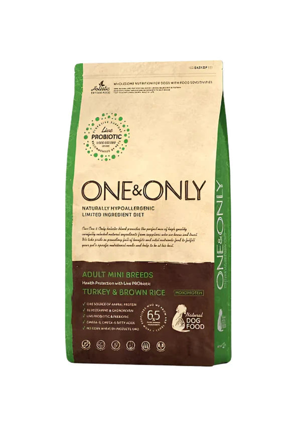 One and Only dry food for mini adult dogs with turkey & rice (1KG/3KG) - Mickey's Pets Store