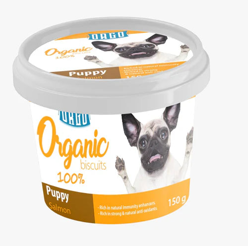 Orgo Puppy Biscuits Salmon & Rice 150 gm - Mickey's Pets Store