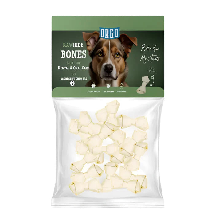 Orgo Rawhide Bones For Dog Dental Oral Care 100g Small - Mickey's Pets Store