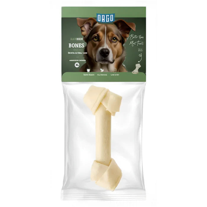 Orgo Rawhide Bones For Dog Dental Oral Care 1 PC XL - Mickey's Pets Store
