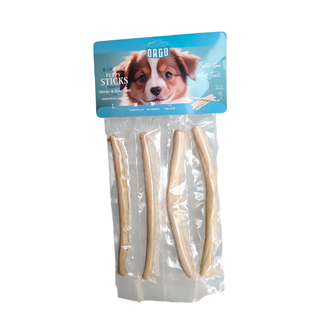 Orgo Rawhide Sticks For Dog Puppy Dental Oral Care 4 PC - Mickey's Pets Store