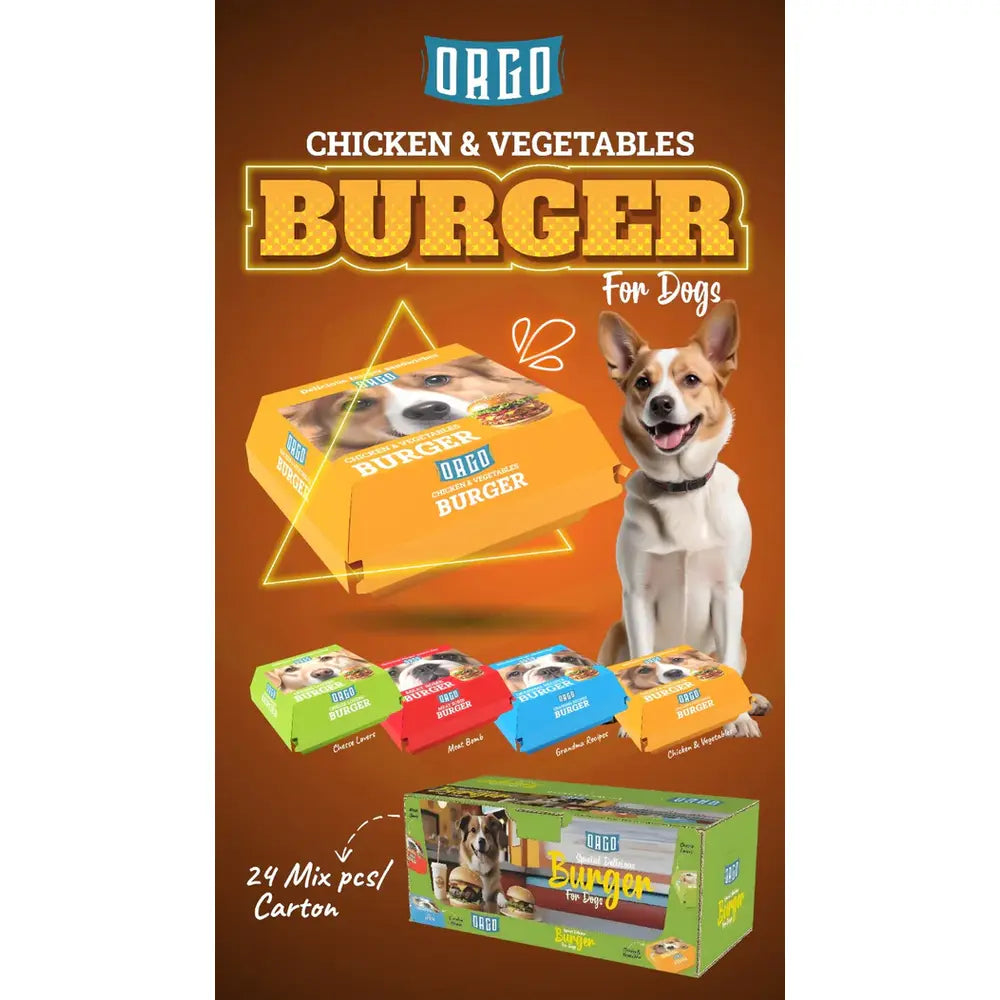 Orgo Treats Dog Burger Chicken & Vegtables 2 pices - Mickey's Pets Store