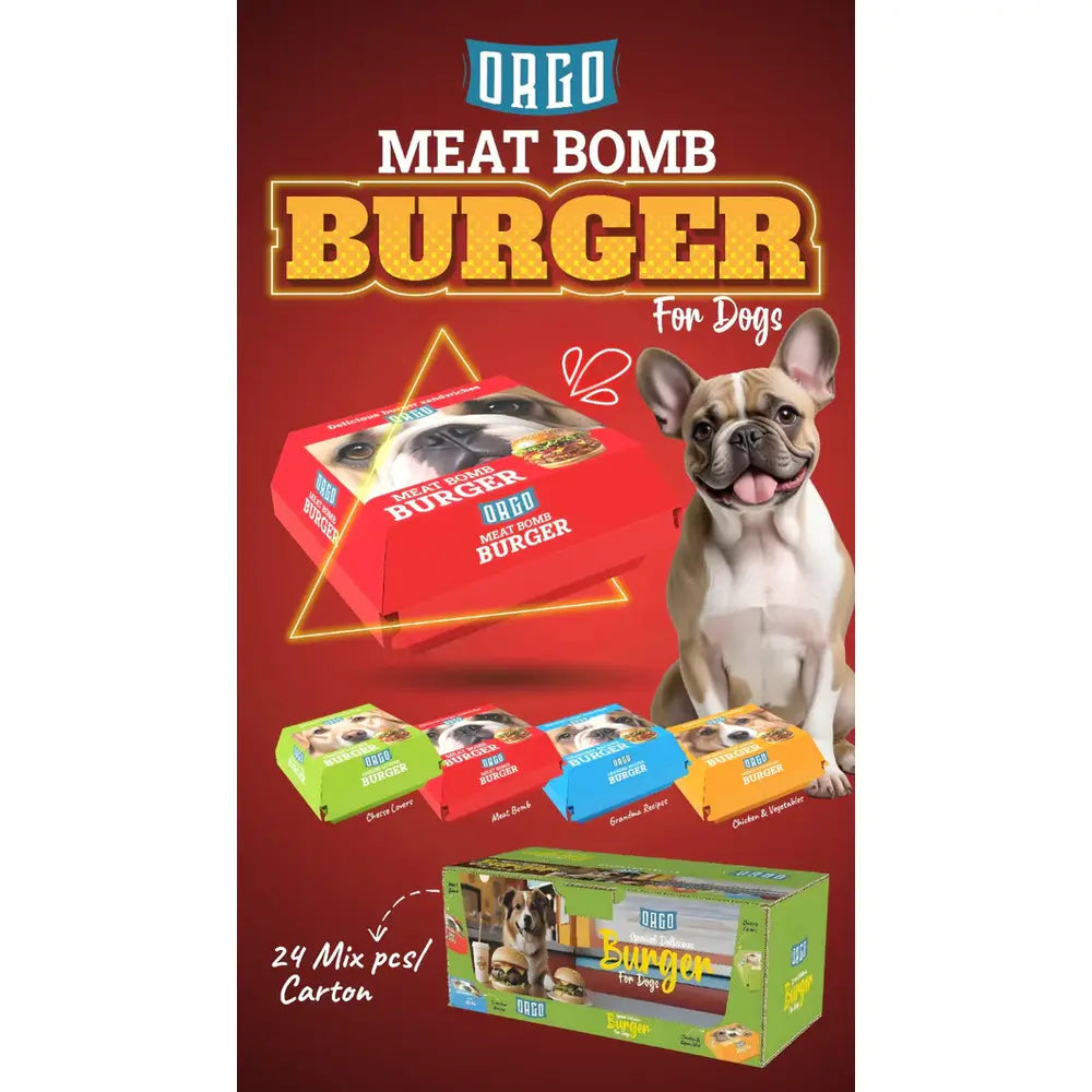 Orgo Treats Dog Burger Meat Bomb 2 pices - Mickey's Pets Store