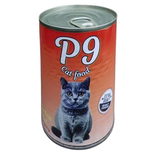 P9 with Beef Wet Cat Food Can 400g - Mickey's Pets Store