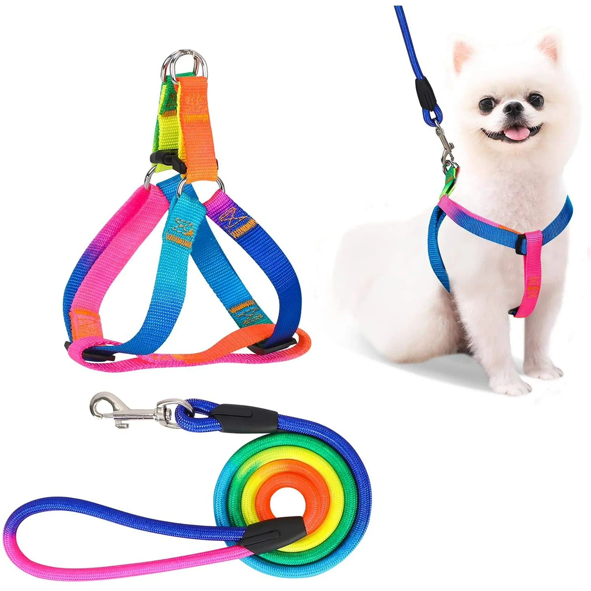 PET's Harness with Leash Set_Colorful Nylon - Mickey's Pets Store