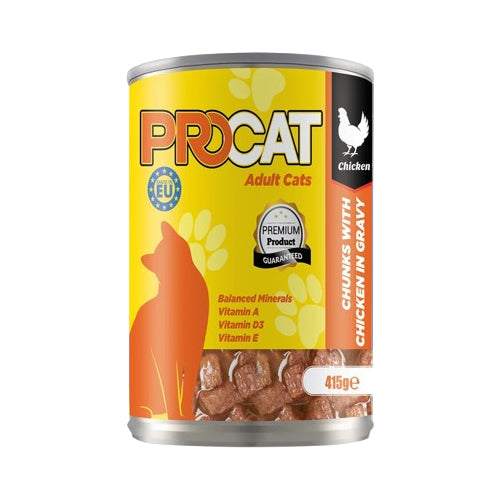 PROCAT Chunks in Gravy with Chicken Adult Cats Wet Food Can 415g - Mickey's Pets Store