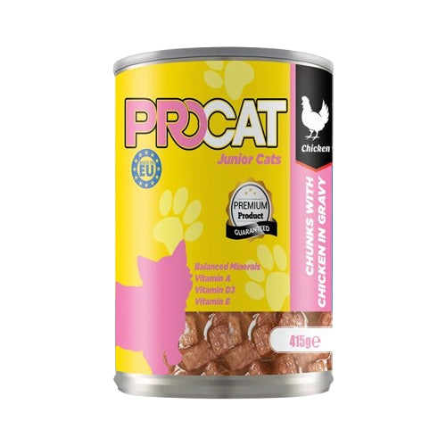 PROCAT Chunks in Gravy with Chicken Junior Cats Wet Food Can 415g - Mickey's Pets Store