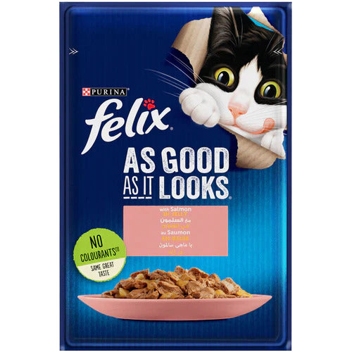 PURINA FELIX As Good as it Looks with Salmon in Jelly Wet Cat Food Pouch 85g - Mickey's Pets Store