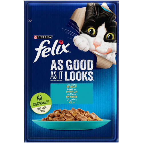 PURINA FELIX As Good as it Looks with Tuna in Jelly Wet Cat Food Pouch 85g - Mickey's Pets Store