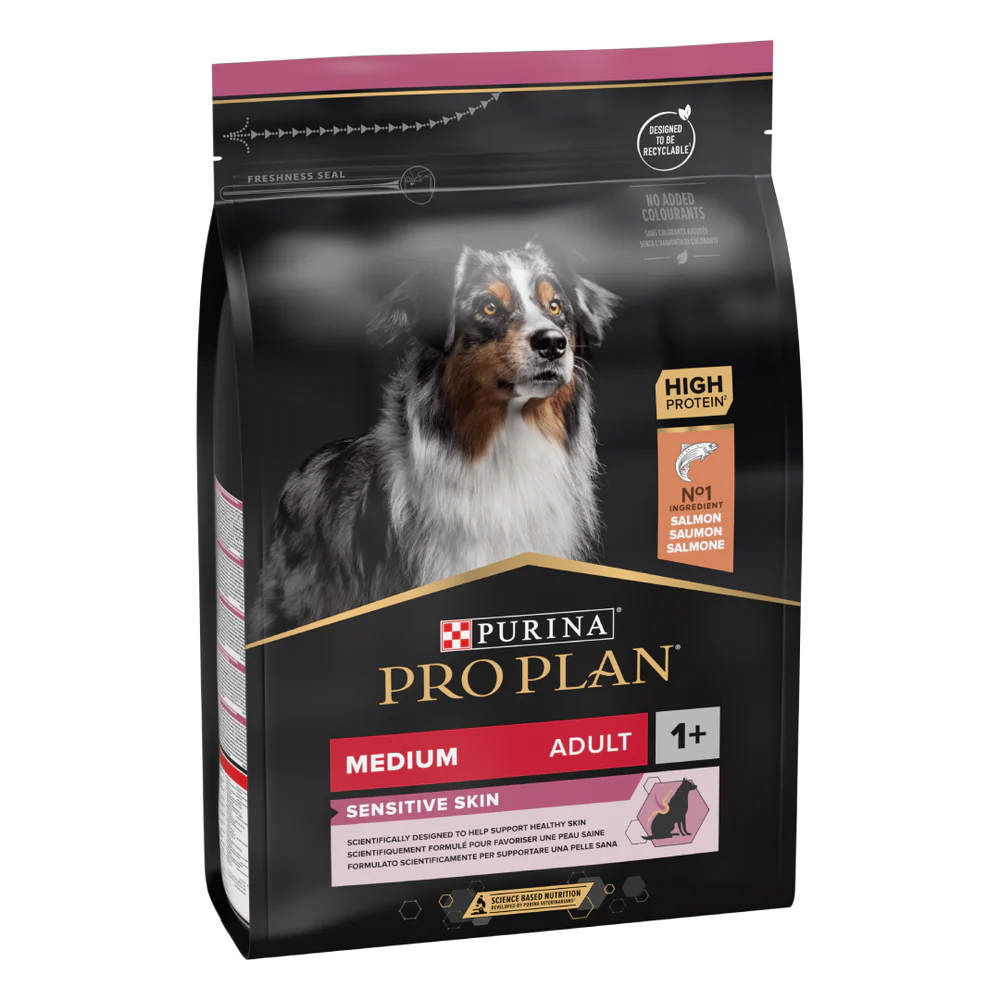 PURINA® PRO PLAN® Dog Medium Adult Sensitive Skin with OPTIDERMA® Rich in Salmon Dry Food 3kg - Mickey's Pets Store