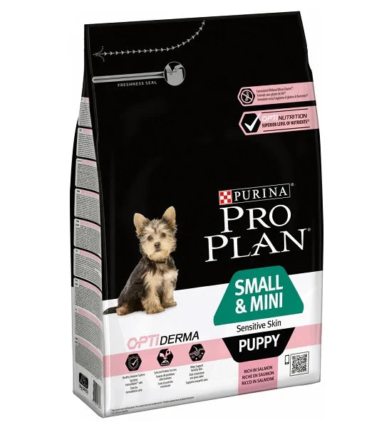 PURINA Pro Plan Optiderma with Salmon Small & Mini Sensitive Skin Puppy Dry Food (3kg) - Mickey's Pets Store