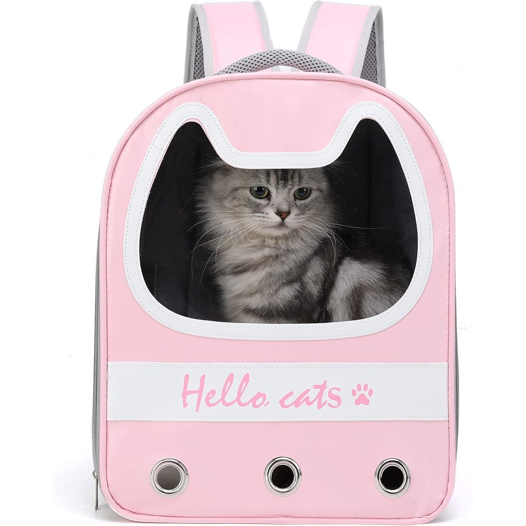 Pet Cute Foldable Capsule Backpack for Small Medium Cats Puppies Dog, Transparent Breathable Heat Resistant Straps for Travel Hiking Camping - Mickey's Pets Store