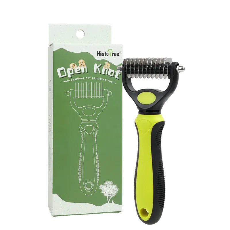 Pet Grooming Brush - Dog & Cat Fur Knot Cutter, Shedding Tool, Self-Cleaning Slicker Brush for Long & Short Hair - Gentle Pet Hair Removal - Mickey's Pets Store