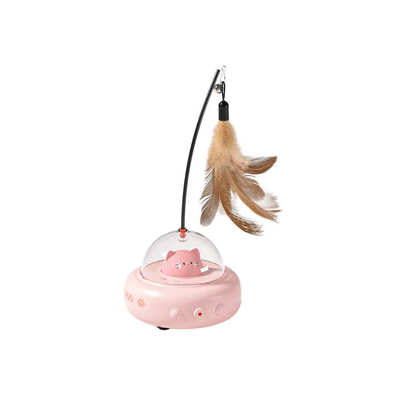 Pet Toy Electric UFO Cat Teaser Stick with Feather Bell - Mickey's Pets Store