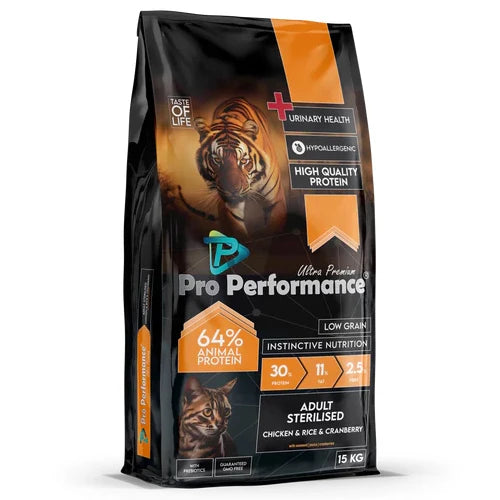Pro Performance Adult Cat Food Sterilized Urinary Care with Chicken and Rice 15Kg - Mickey's Pets Store