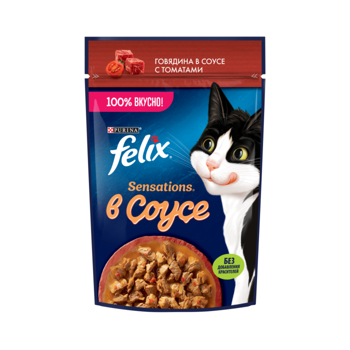 Purina FELIX Sensations Wet Food for Cats with Beef in Tomato Sauce 75 g - Mickey's Pets Store