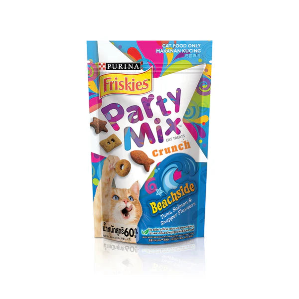 Purina Friskies Party Mix Crunch Beachside Adult Cat Treats 60g - Mickey's Pets Store
