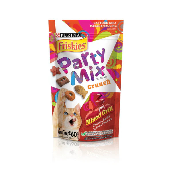 Purina Friskies Party Mix Crunch Mixed Grill Adult Cat Treats 60g - Mickey's Pets Store