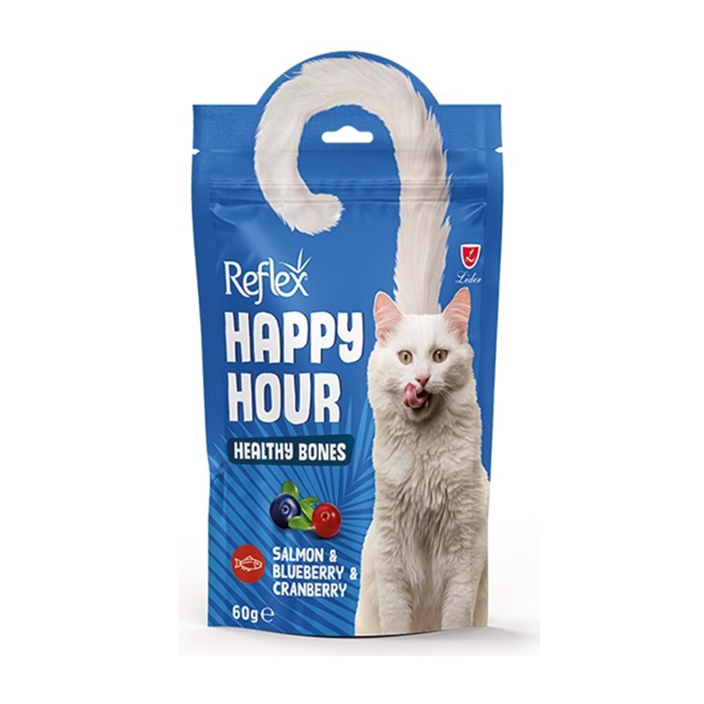 Reflex Happy Hour Healthy Bones Salmon & Blueberry & Cranberry Cat Treat (60 Gr) - Mickey's Pets Store