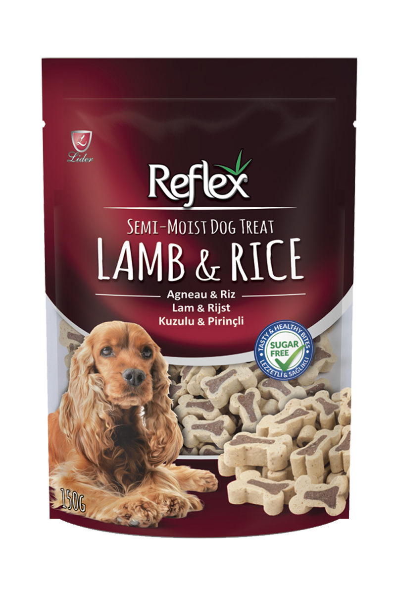 Reflex Semi-Moist Bone Shaped Dog Treats with Lamb & Rice(150gr) - Mickey's Pets Store