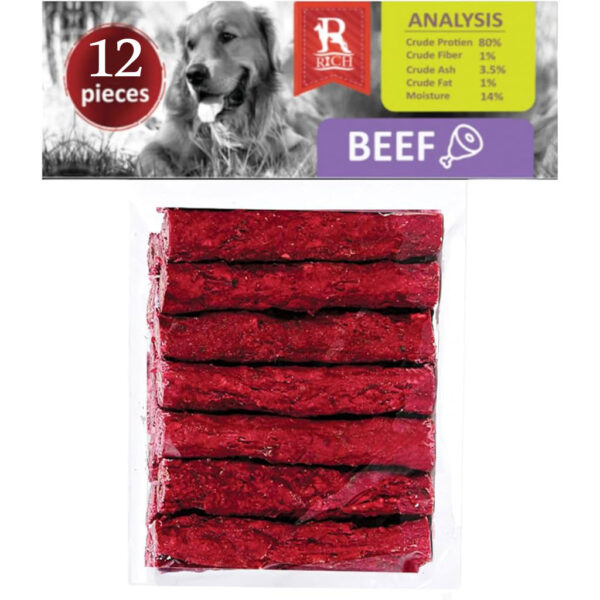 Rich Beef Chew Bones for Dogs (12 pieces) - Mickey's Pets Store